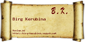 Birg Kerubina névjegykártya